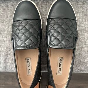 Steve Madden Black Quilted Slip-On Shoes